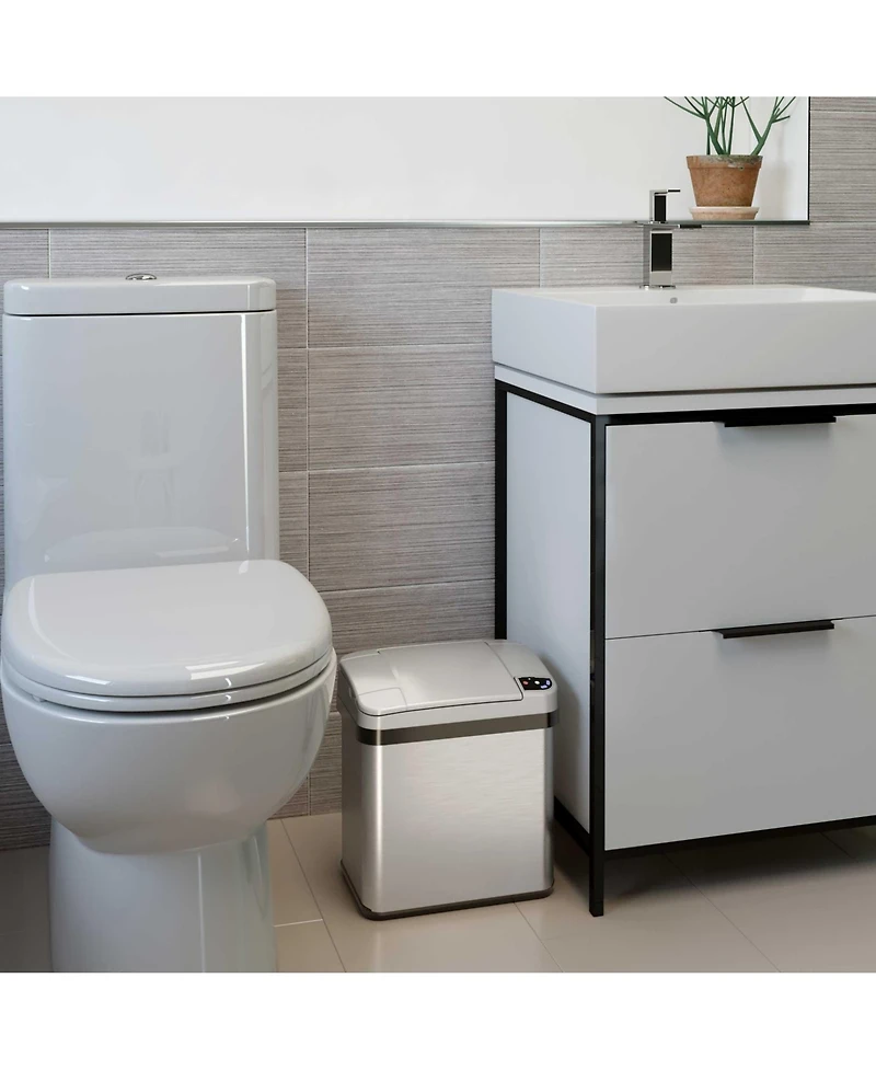 iTouchless Stainless Steel Bathroom Sensor Trash Can with AbsorbX Odor Filter and Lemon Fragrance 2.5 Gallon