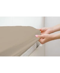 100% Premium Cotton Fitted Sheet - Soft and Breatheable 200 Thread Count Short Queen Taupe