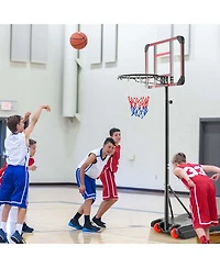 Portable Basketball Hoop Stand 6.3FT-8.1FT Adjustable withWheels & Edge Protectors