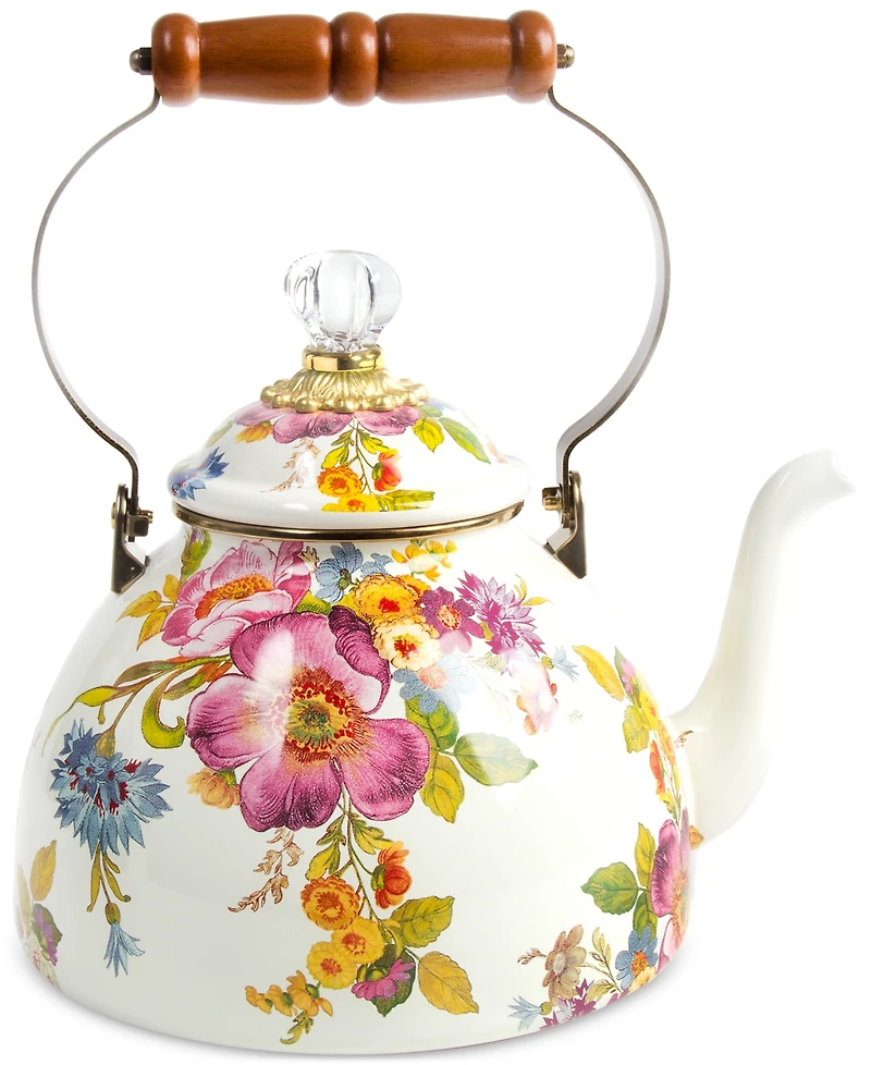 Mackenzie-Childs White Flower Market 3-Qt. Tea Kettle