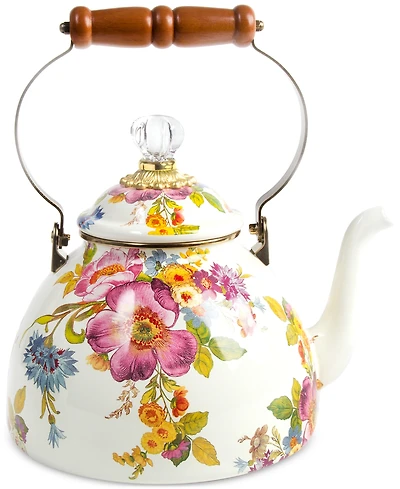 Mackenzie-Childs White Flower Market 3-Qt. Tea Kettle