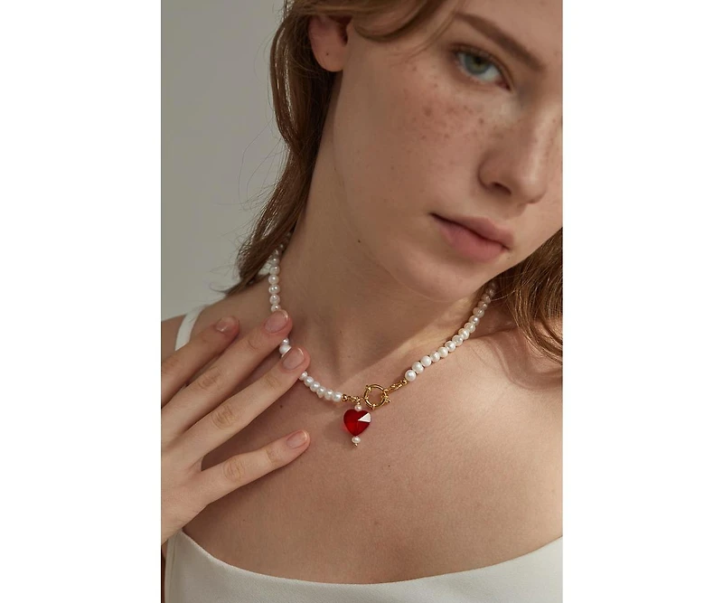 Kokoro Freshwater Pearl Heart Necklace 20" For Women