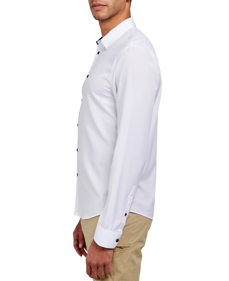 Brooklyn Brigade Men's Dante Non-Iron Performance Stretch Moisture-Wicking Solid Button-Down Shirt