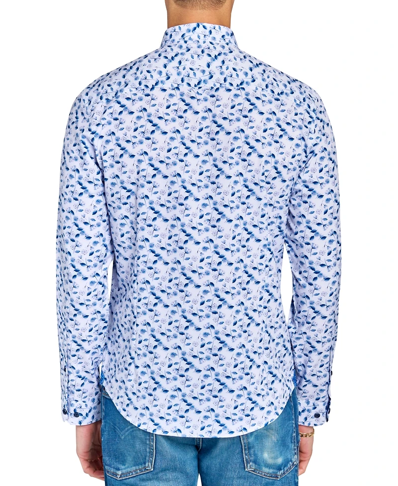 Brooklyn Brigade Men's Non-Iron Performance Stretch Moisture-Wicking Floral Button-Down Shirt