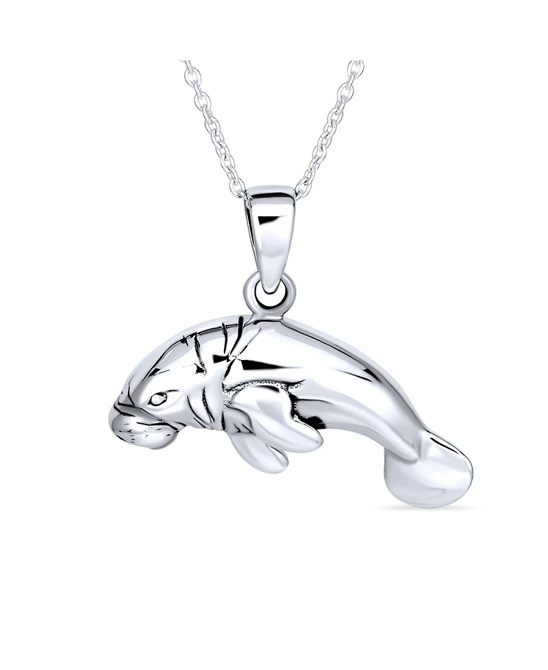 Bling Jewelry Hawaiian Nautical Sea Lover Vacation Honeymoon Sea Cow Ocean Marine Life Manatees Pendant Necklace Sterling Silver