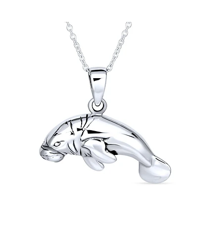 Bling Jewelry Hawaiian Nautical Sea Lover Vacation Honeymoon Sea Cow Ocean Marine Life Manatees Pendant Necklace Sterling Silver