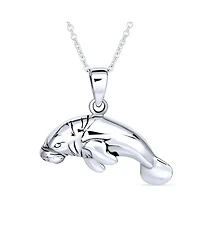 Bling Jewelry Hawaiian Nautical Sea Lover Vacation Honeymoon Sea Cow Ocean Marine Life Manatees Pendant Necklace Sterling Silver