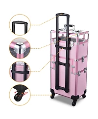 Byootique 2in1 Nail Polish Organizer Rolling Makeup Train Case Manicure Storage