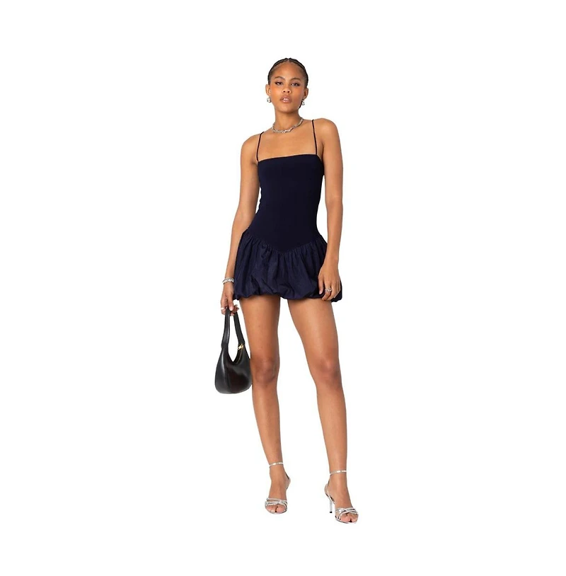 Edikted Women's Ribbed Bubble Skirt Mini Dress