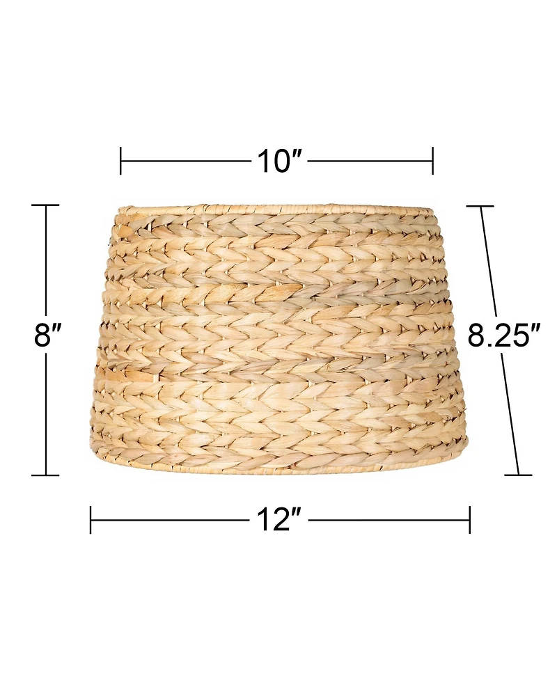 Imperial Shade Set of 2 Drum Lamp Shades Woven Seagrass Small 10" Top x 12" Bottom x 8.25" High Spider Harp and Finial Fitting