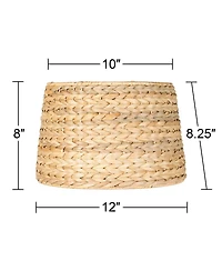 Imperial Shade Set of 2 Drum Lamp Shades Woven Seagrass Small 10" Top x 12" Bottom x 8.25" High Spider Harp and Finial Fitting