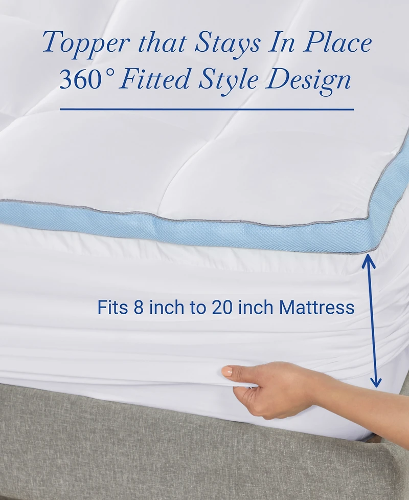 Extra Thick Cooling Mattress Topper Full Size, Plush Pillow-Top Full Mattress Topper by California Design Den