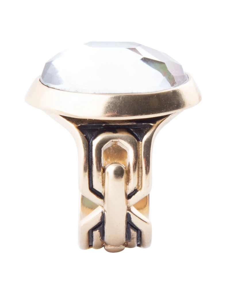 Barse Etto Black Mother of Pearl Golden Bronze Oval Ring