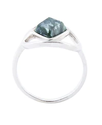 Barse North Star Genuine Green Seraphinite Sterling Silver Diamond Ring