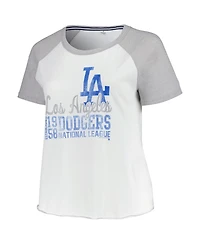 Soft as a Grape Women's White Los Angeles Dodgers Plus Baseball Raglan T-Shirt