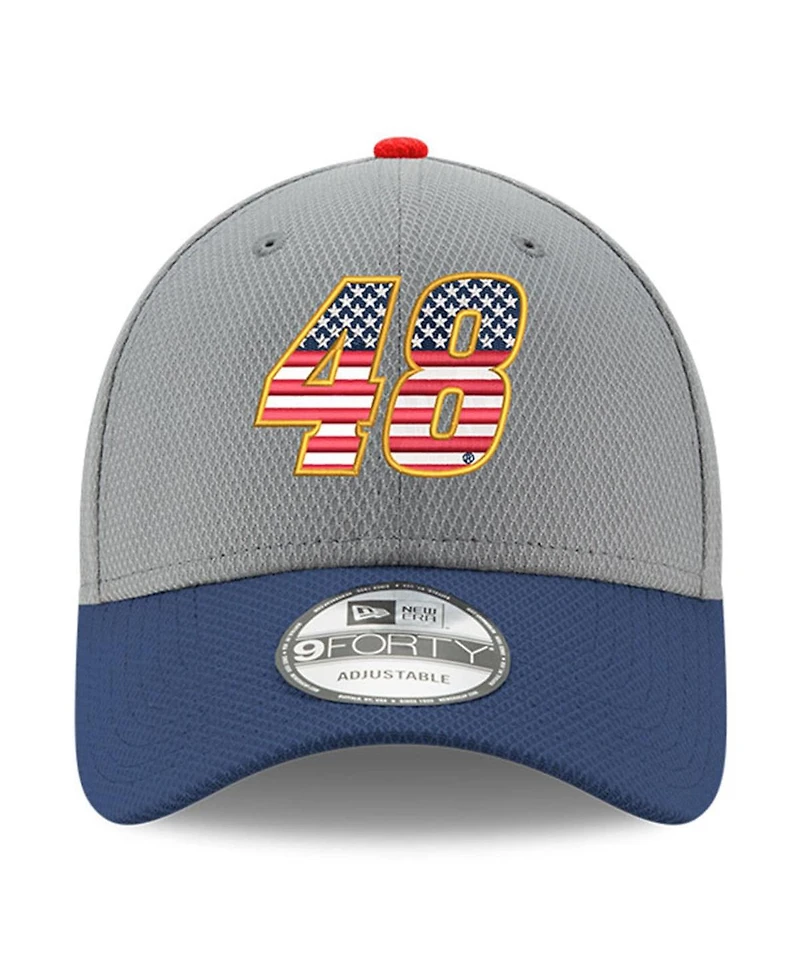 New Era Men's Gray/Navy Alex Bowman Salute 9FORTY Adjustable Hat