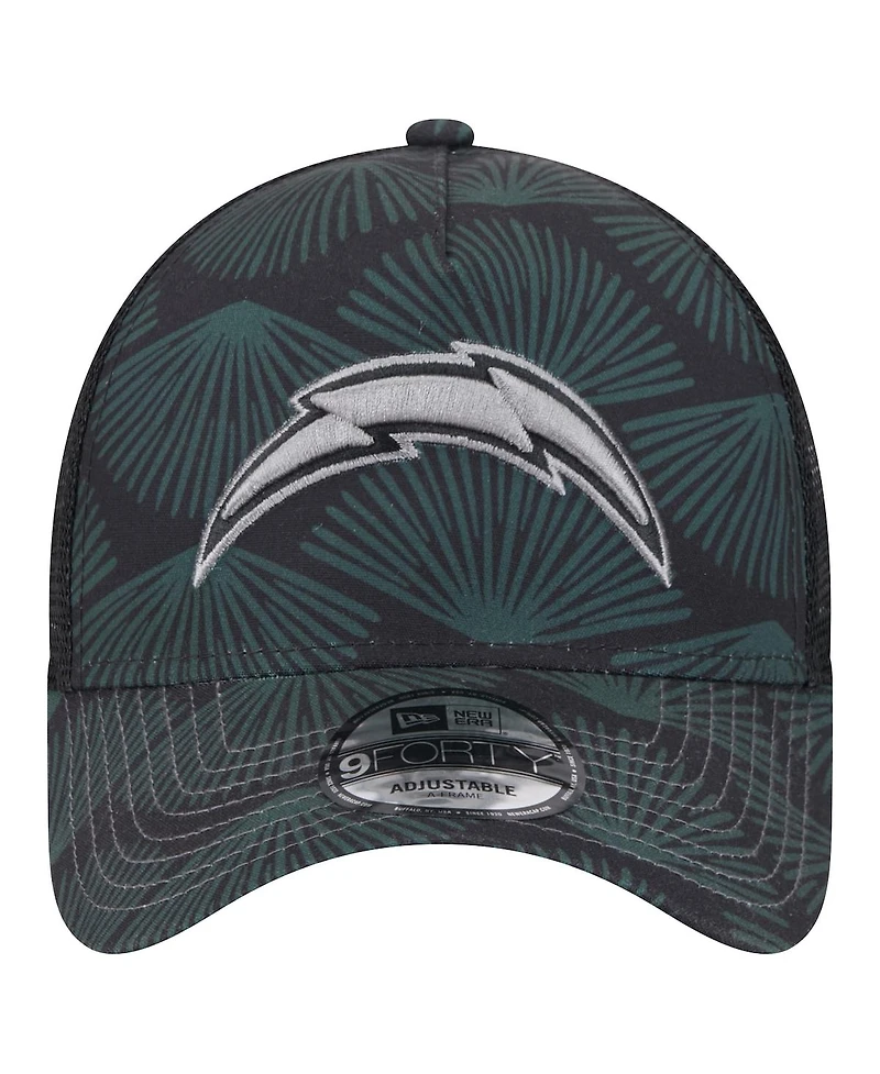 New Era Men's Black Los Angeles Chargers Agave Trucker 9FORTY Adjustable Hat