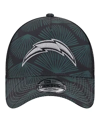 New Era Men's Black Los Angeles Chargers Agave Trucker 9FORTY Adjustable Hat