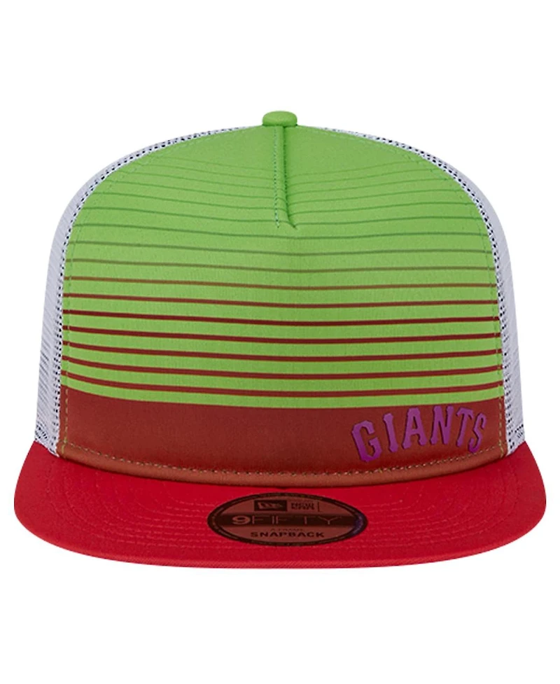 New Era Men's Red San Francisco Giants Neon Horizon A-Frame Trucker 9FIFTY Snapback Hat