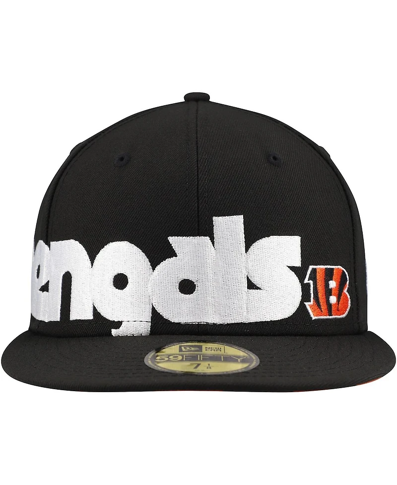 New Era Men's Black Cincinnati Bengals Checkered Undervisor 59FIFTY Fitted Hat