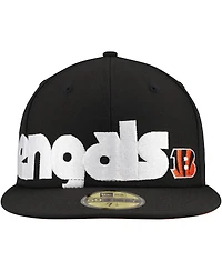 New Era Men's Black Cincinnati Bengals Checkered Undervisor 59FIFTY Fitted Hat