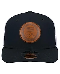 New Era Men's Navy Team Usa Leather Patch 9SEVENTY Stretch Snap Adjustable Hat