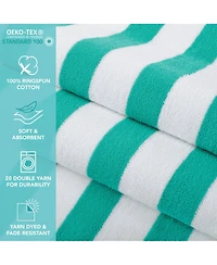 Cali Cabana Striped Beach Towels (4 Pack), 30x60 in., Color Options 100% Soft Cotton
