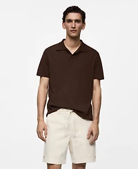 Mango Men's Slim-Fit Textured Cotton Polo Shirt