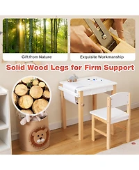 Costway Kids Table and Chair Set Wooden Activity Drawing Study Desk