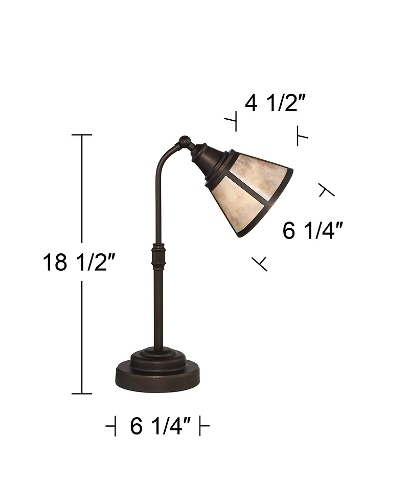 Malta Rustic Farmhouse Desk Lamp 18 1/2" High Satin Bronze Brown Metal Adjustable Blond Mica Shade for Bedroom Living Room House Bedside Nightstand Ho