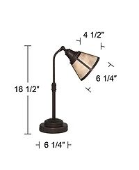 Malta Rustic Farmhouse Desk Lamp 18 1/2" High Satin Bronze Brown Metal Adjustable Blond Mica Shade for Bedroom Living Room House Bedside Nightstand Ho