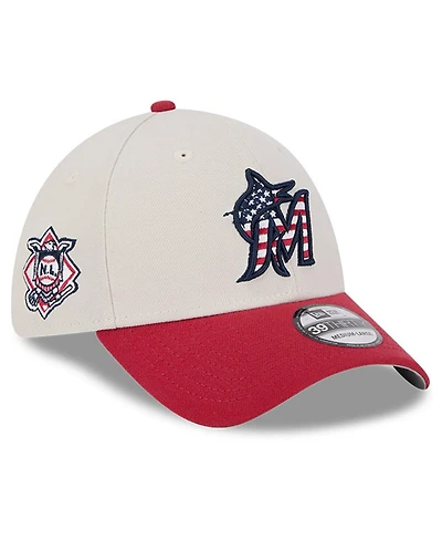 New Era Men's Red Miami Marlins 2024 Fourth of July 39THIRTY Flex Hat