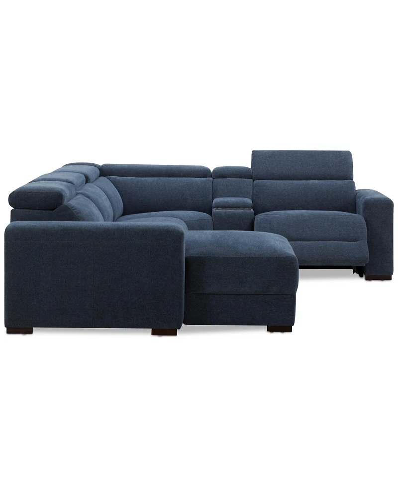 Nevio -Pc. Fabric Power Headrest Sectional and Chaise with 1 Motion Chair
