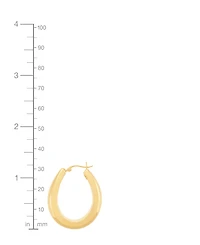 Polished Graduated Oval Medium Hoop Earrings in 14k Gold, 1-1/8"
