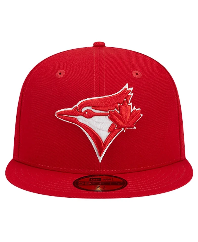 New Era Men's Red Toronto Blue Jays Logo 59FIFTY Fitted Hat