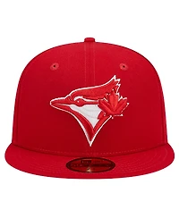 New Era Men's Red Toronto Blue Jays Logo 59FIFTY Fitted Hat