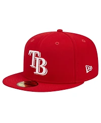 New Era Men's Red Tampa Bay Rays Logo 59FIFTY Fitted Hat