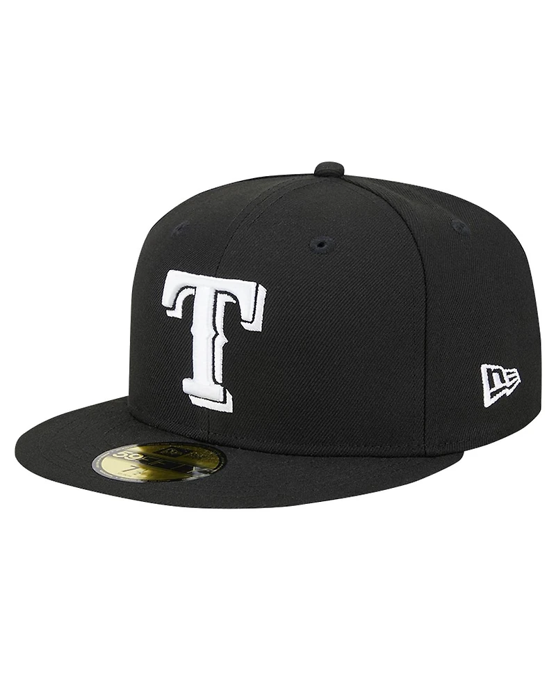 New Era Men's Black Texas Rangers Logo 59FIFTY Fitted Hat