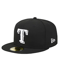 New Era Men's Black Texas Rangers Logo 59FIFTY Fitted Hat