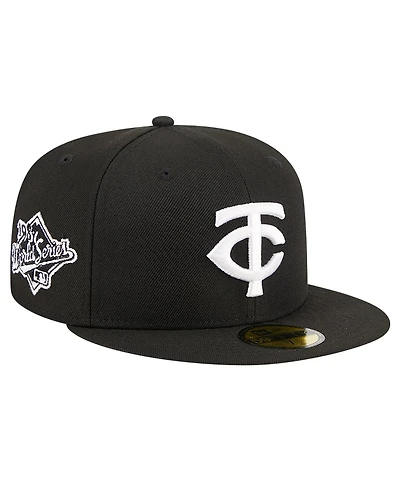 New Era Men's Black Minnesota Twins Logo 59FIFTY Fitted Hat