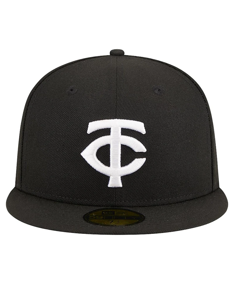 New Era Men's Black Minnesota Twins Logo 59FIFTY Fitted Hat