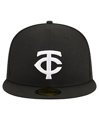 New Era Men's Black Minnesota Twins Logo 59FIFTY Fitted Hat