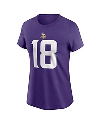 Nike Men's and Women's Justin Jefferson Purple Minnesota Vikings Player Name Number T-Shirt