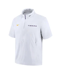 Nike Men's White Lsu Tigers 2024 Sideline Coach Short Sleeve Half-Zip Hoodie Jacket