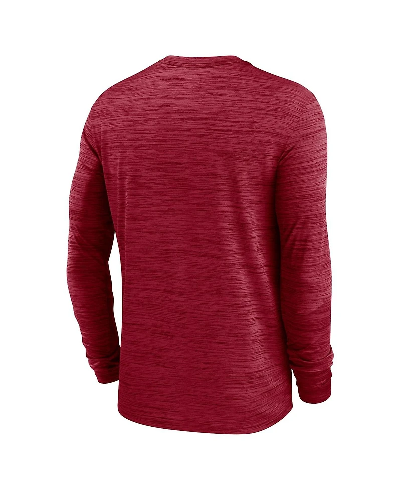 Jordan Men's Crimson Oklahoma Sooners 2024 Sideline Velocity Performance Long Sleeve T-Shirt