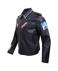 Freeze Max Men's Black Aerosmith Big Ones Graphic Biker Full-Zip Jacket