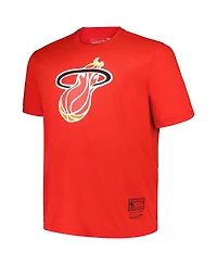 Mitchell & Ness Men's Red Miami Heat Big Tall Hardwood Classics Vintage-like Logo T-Shirt