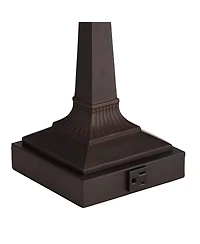 Fleura Traditional Tiffany Style Piano Banker Desk Table Lamp 17" High with Ac Power Outlet Bronze Floral Art Glass Shade Decor for Bedroom House Beds