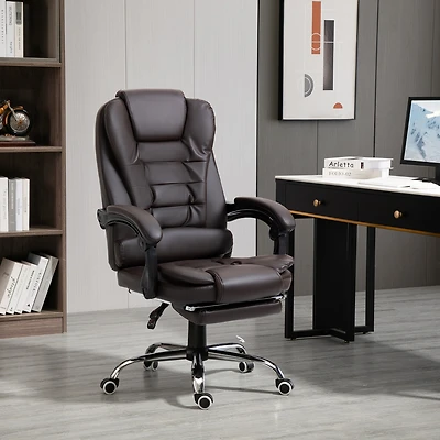 Homcom Executive Office Chair with Footrest, Padded Armrests,