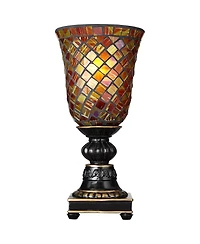 Regency Hill Traditional Uplight Accent Table Lamp 12" High Dark Bronze Amber Mosaic Glass Shade Bedroom House Bedside Nightstand